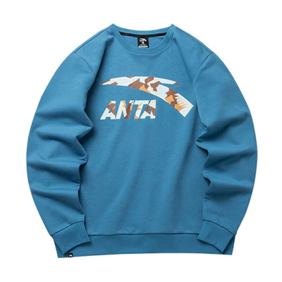 Anta Lifestyle Crewneck Printed Long-Sleeve Sweatshirt Navy Blue - 952138737-12