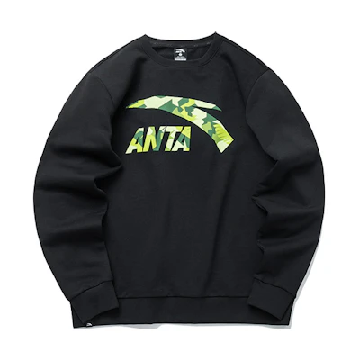 Anta Lifestyle Crewneck Printed Long-Sleeve Sweatshirt Black () 952138737-7