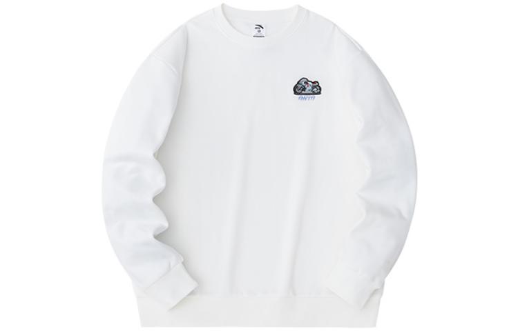 Anta Lifestyle Crewneck Pullover Fleece Sweatshirt Ivory White Unisex Loose Fit 952348718-2
