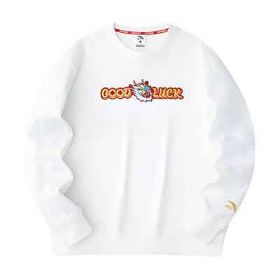 Anta Lifestyle Crewneck Pullover Graphic Sweatshirt Beige 152418760-1