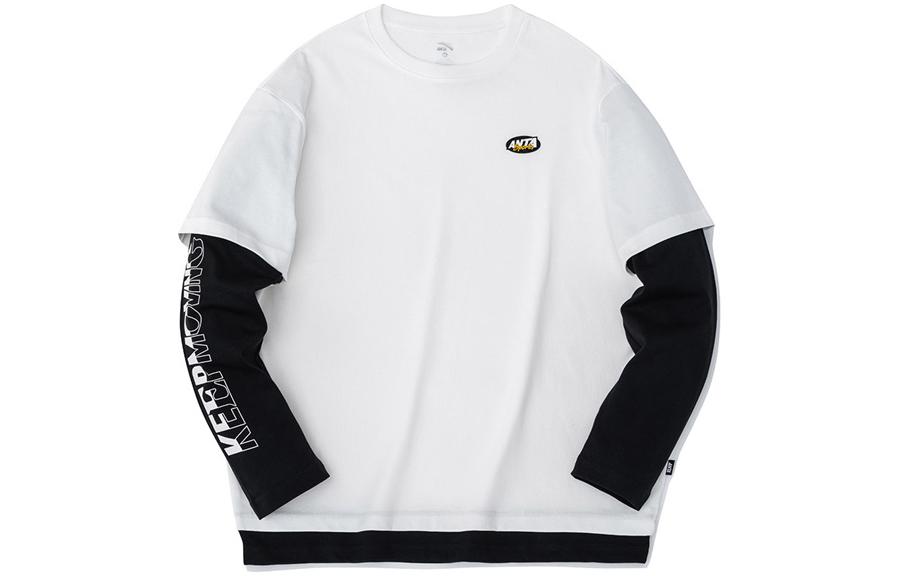 Anta Lifestyle Crewneck Pullover Letter Patch Sweatshirt Men’s Beige/Black 152238402-2