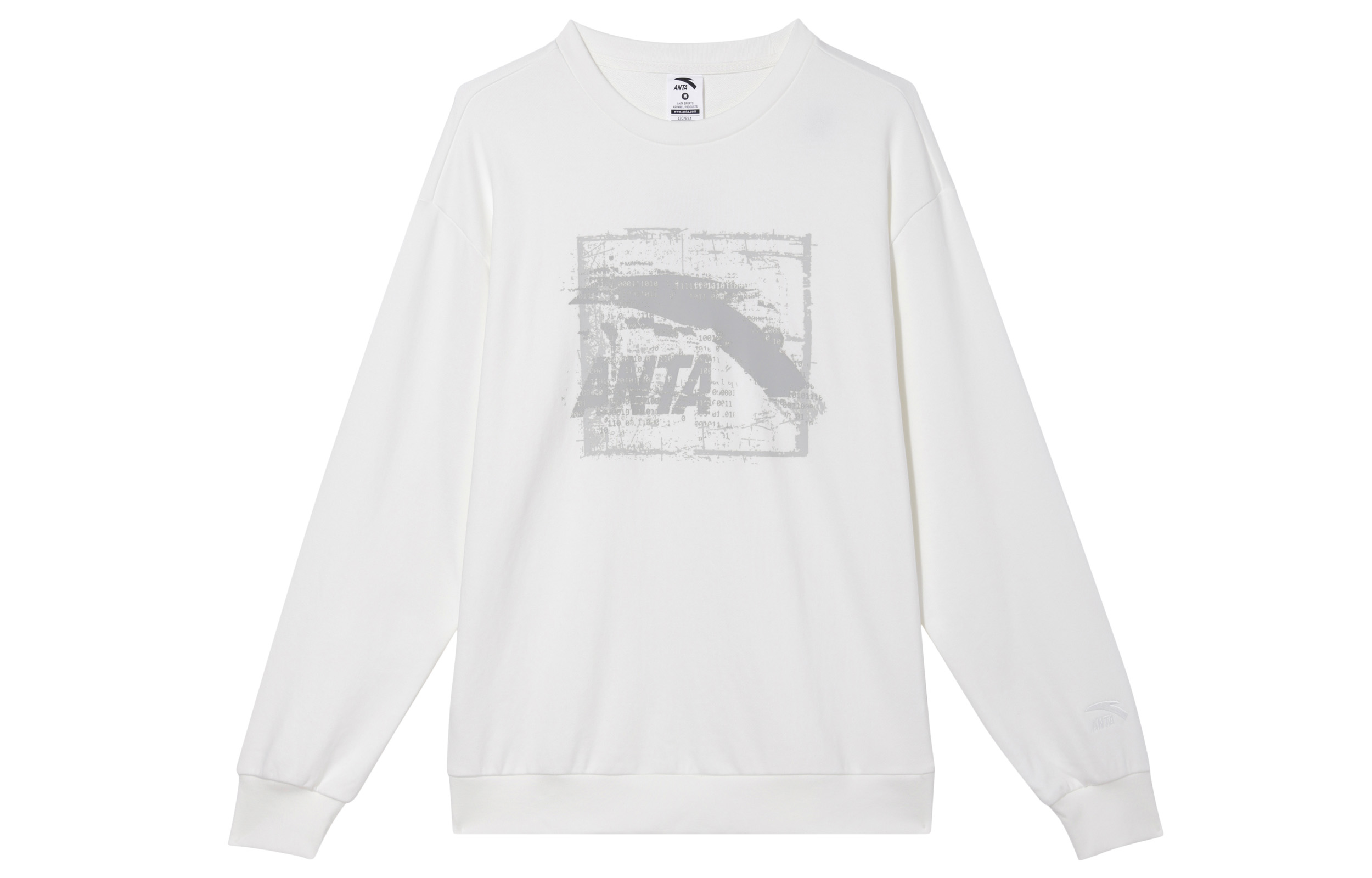 Anta Lifestyle Crewneck Pullover Print Sweatshirt in Parchment White 952438701-1