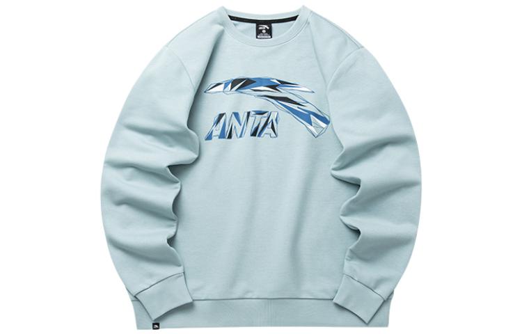 Anta Lifestyle Crewneck Pullover Printed Sweatshirt Grey Mist Blue 952138737-14