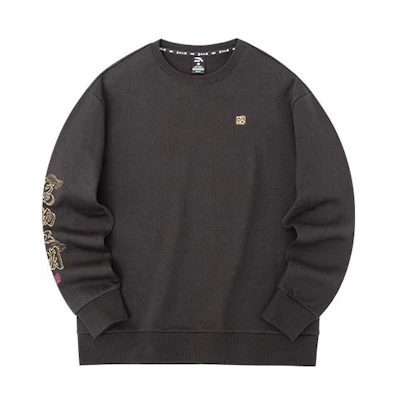 Anta Lifestyle Crewneck Sweatshirt Brown - Unisex with Chinese Character Print 952238711-4