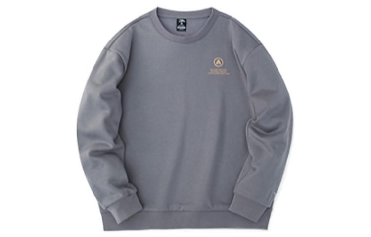 Anta Lifestyle Crewneck Sweatshirt Gray Khaki Unisex with Letter Logo Print 952248709-3