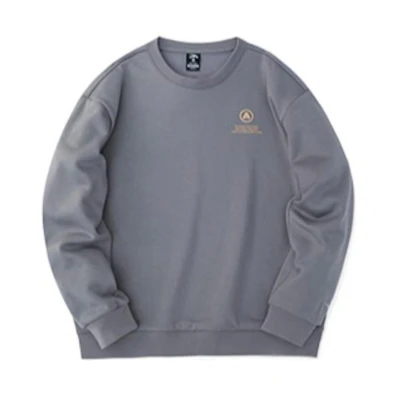 Anta Lifestyle Crewneck Sweatshirt Gray Khaki Unisex with Letter Logo Print 952248709-3
