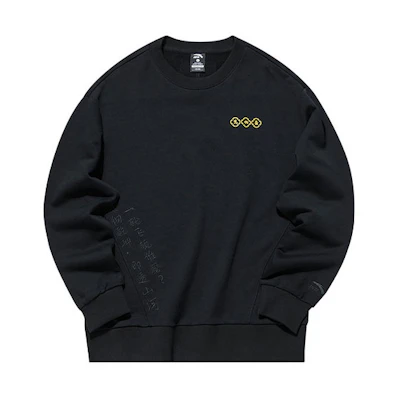 Anta Lifestyle Embroidered Black Crewneck Sweatshirt Unisex Casual Loose Fit 952138745-1