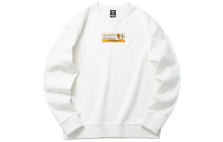 Anta Lifestyle Embroidered Crewneck Pullover Sweatshirt Unisex - White 952218731-3