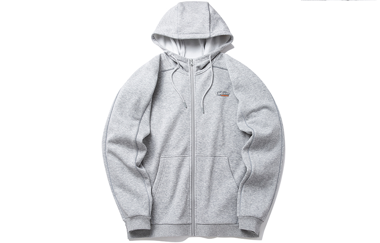 Anta Lifestyle Fleece-Lined Knit Hoodie Jacket - Gray Heather 152148713R-2