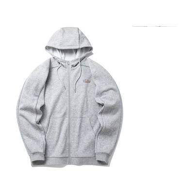 Anta Lifestyle Fleece-Lined Knit Hoodie Jacket - Gray Heather 152148713R-2