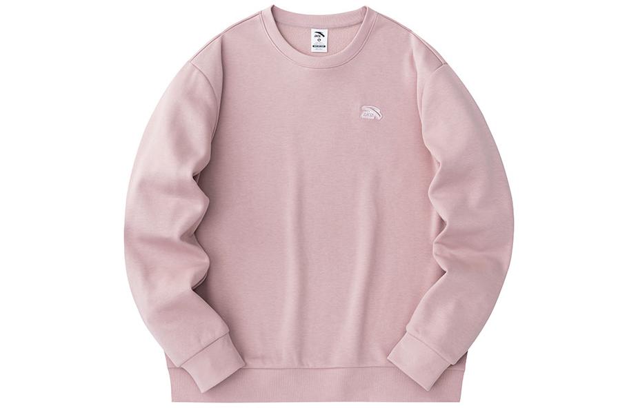 Anta Lifestyle Fleece-Lined Knit Pullover Unisex Sweatshirt Hibiscus Pink 972348711-5