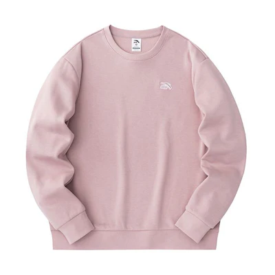 Anta Lifestyle Fleece-Lined Knit Pullover Unisex Sweatshirt Hibiscus Pink 972348711-5