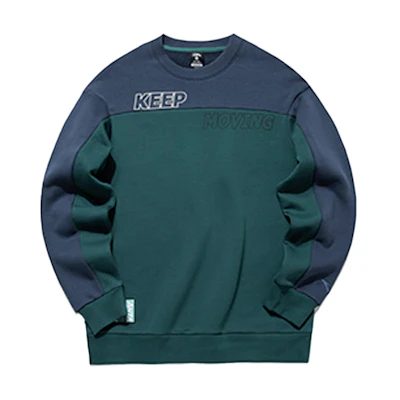 Anta Lifestyle Fleece Crewneck Pullover Unisex Sweatshirt - Blue Green 952148709-2
