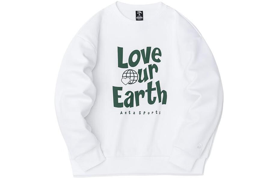 Anta Lifestyle Fleece Crewneck Sweatshirt Unisex Colorblock Snowflake White 952248713-1