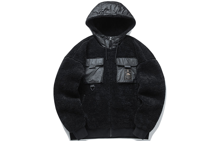 Anta Lifestyle Fleece Hoodie with 3D Pocket Logo Unisex - Black 152148738-3