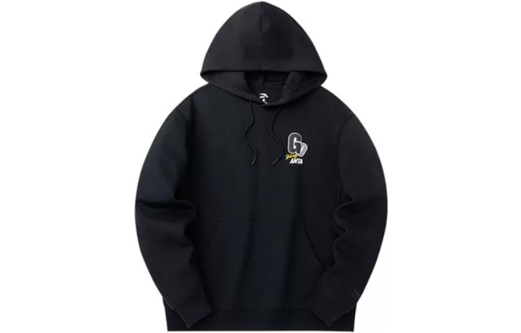 Anta Lifestyle Geometric Letter Print Hoodie Black Long Sleeve 152318704-2