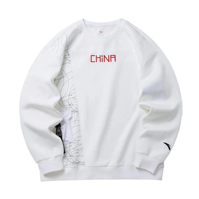 Anta Lifestyle Geometric Print Crewneck Long Sleeve Sweatshirt White 152130704-1