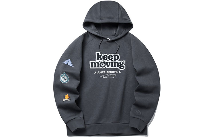 Anta Lifestyle Graphic Print Loose Fit Hoodie Unisex Grey 152218705-4