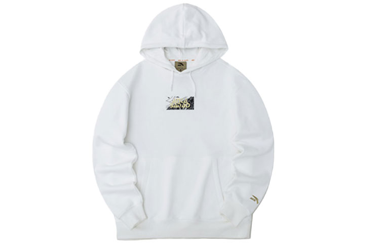 Anta Lifestyle Hoodie Snowflake White Letter Print Drawstring Pullover 152238714-2