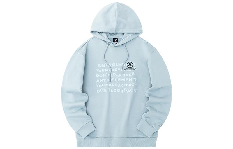 Anta Lifestyle Hoodie Unisex Blue with Solid Letter Print and Drawstring 952238717-1