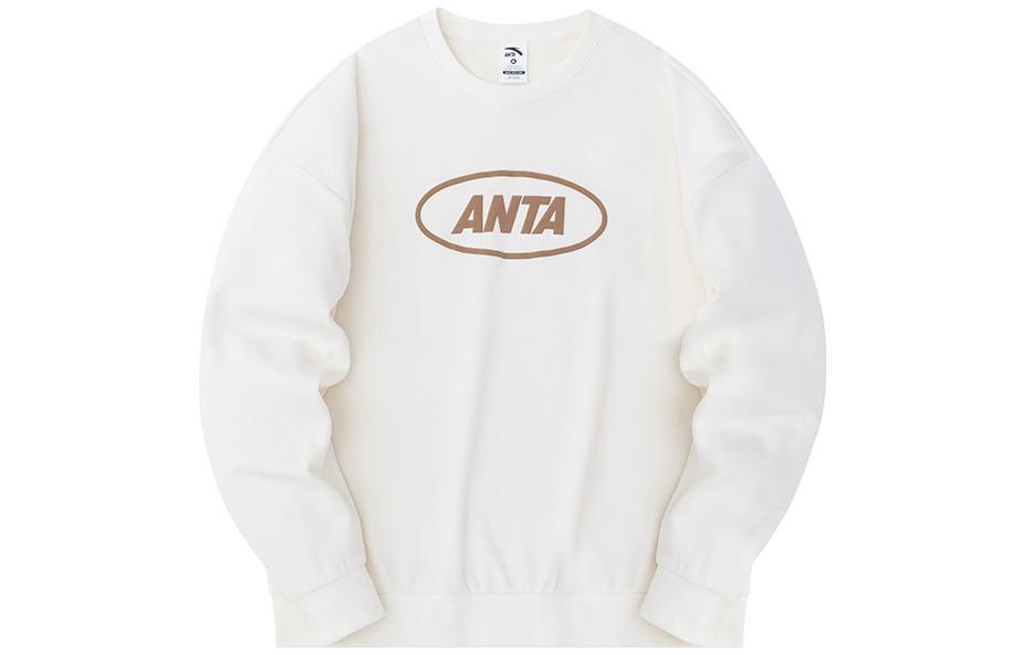 Anta Lifestyle Letter Crewneck Fleece Sweatshirt Unisex Beige 972338702-1