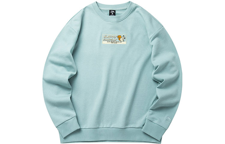 Anta Lifestyle Letter Embroidered Crewneck Pullover Sweatshirt Green Unisex 952218731-2