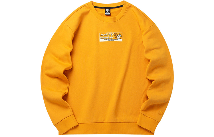 Anta Lifestyle Letter Embroidered Yellow Sweatshirt - Unisex Crewneck Pullover 952218731-1