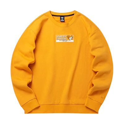 Anta Lifestyle Letter Embroidered Yellow Sweatshirt - Unisex Crewneck Pullover 952218731-1