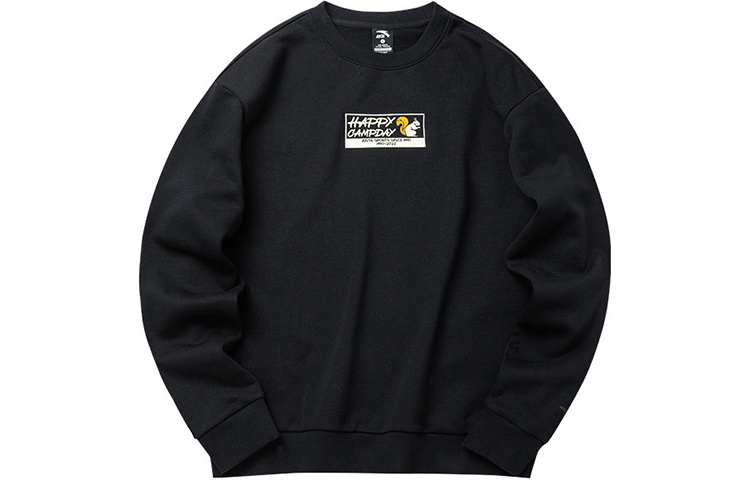 Anta Lifestyle Letter Embroidery Crewneck Pullover Sweatshirt Black (Unisex) 952218731-4