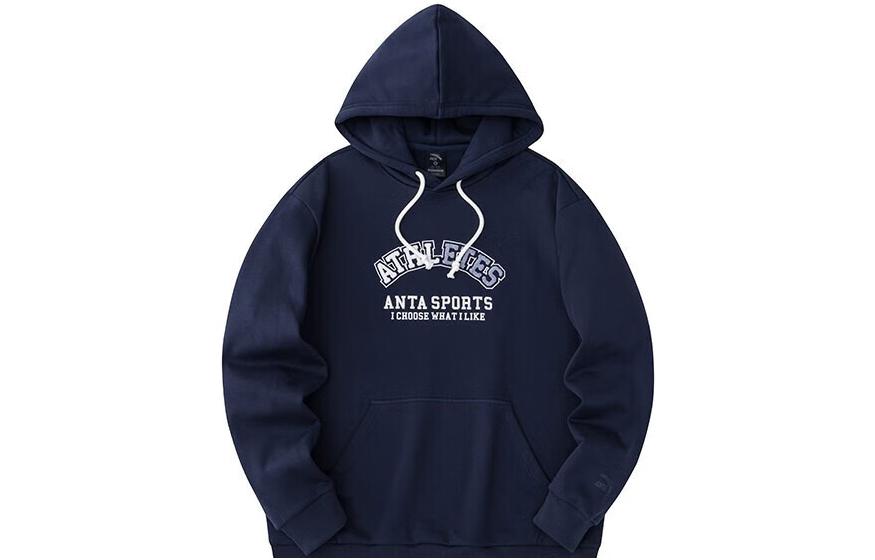 Anta Lifestyle Letter Logo Hoodie Unisex Navy Blue 952348704-2