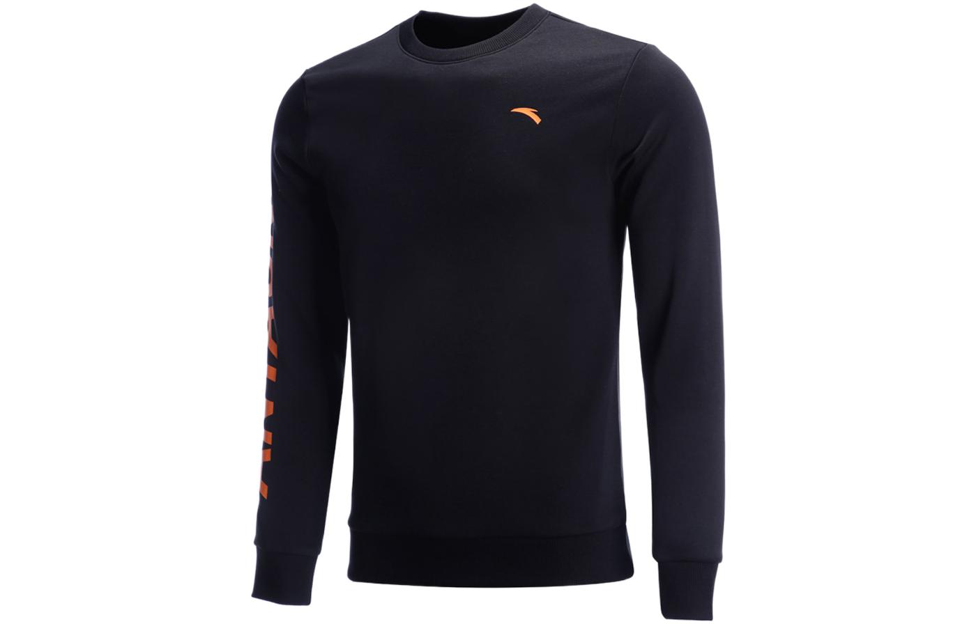 Anta Lifestyle Letter Logo Print Crewneck Long Sleeve Sweatshirt Black () 952218761-2