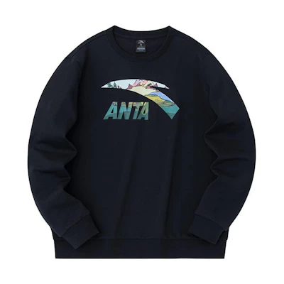 Anta Lifestyle Letter Logo Print Pullover Long Sweatshirt Unisex Basic Black 972338723-7