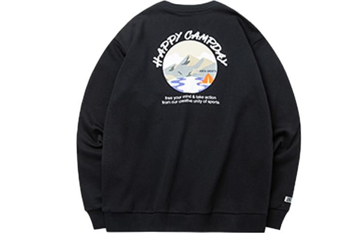 Anta Lifestyle Letter Logo Printed Crewneck Sweatshirt Unisex - Black 952218732-3