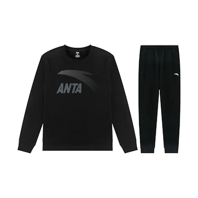 Anta Lifestyle Letter Logo Sweatshirt and Jogger Set Black/Black 9522187605