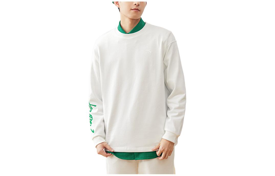 Anta Lifestyle Letter Print Crewneck Sweatshirt White Unisex 172248410-1