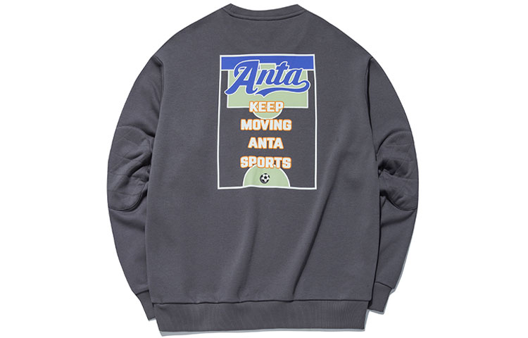 Anta Lifestyle Letter Print Pullover Crewneck Sweatshirt Men’s Gray 952138731-3