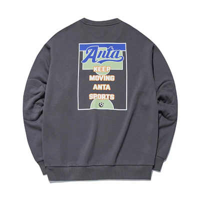 Anta Lifestyle Letter Print Pullover Crewneck Sweatshirt Men’s Gray 952138731-3