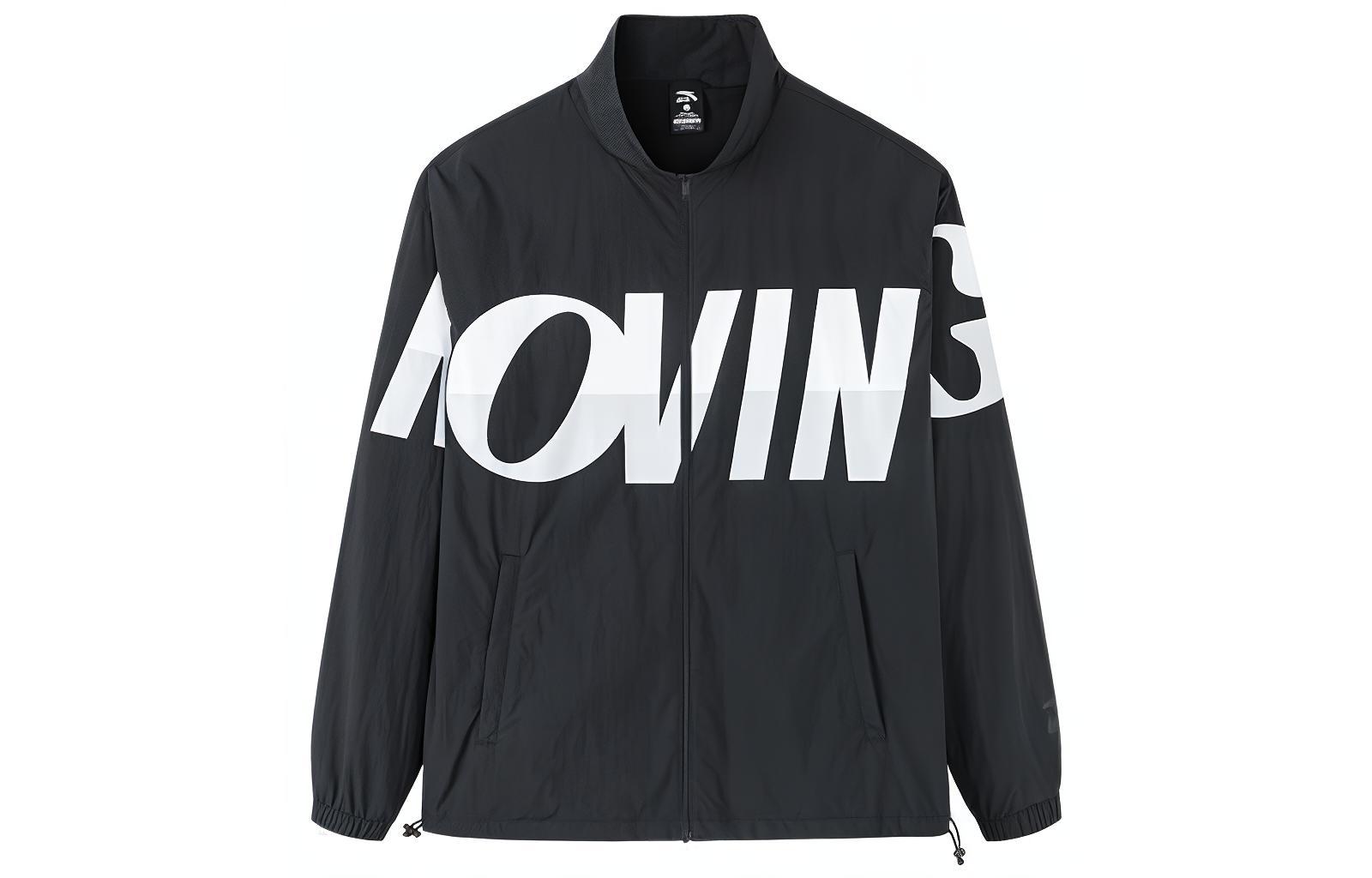 Anta Lifestyle Letter Print Zip Jacket - Black 152238607-2