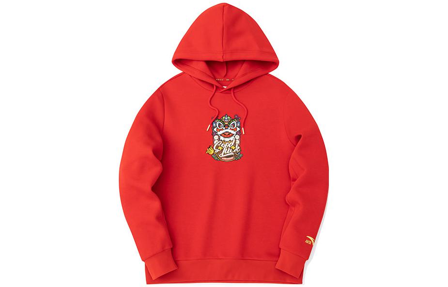Anta Lifestyle Lion Embroidered Hoodie Unisex Red 152318713-1