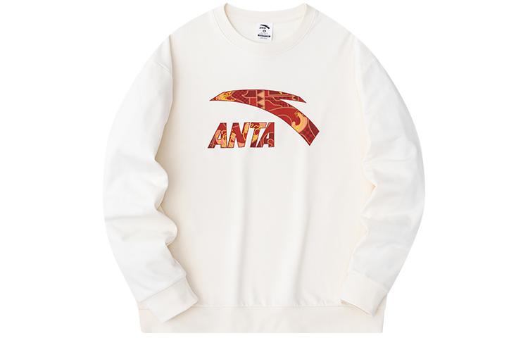 Anta Lifestyle Logo Crewneck Pullover Sweater Unisex - Duck Down White 952418722-1
