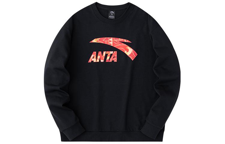 Anta Lifestyle Logo Crewneck Pullover Sweatshirt Unisex Basic Black 952418722-3