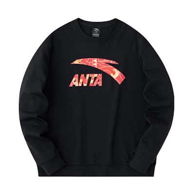 Anta Lifestyle Logo Crewneck Pullover Sweatshirt Unisex Basic Black 952418722-3