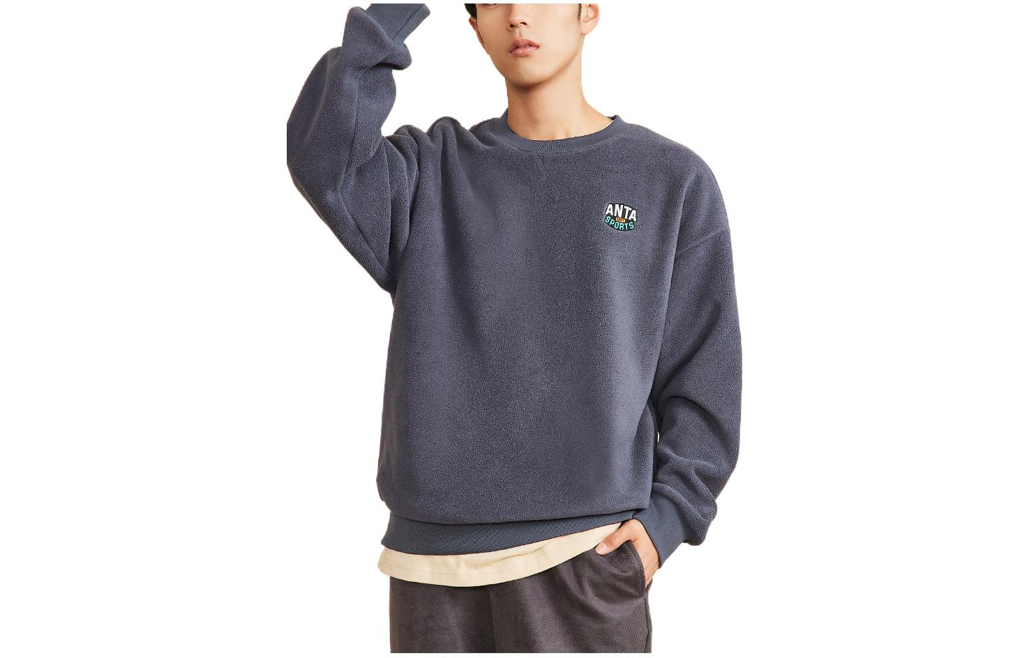 Anta Lifestyle Logo Crewneck Sweatshirt Unisex Grey 952248704-4