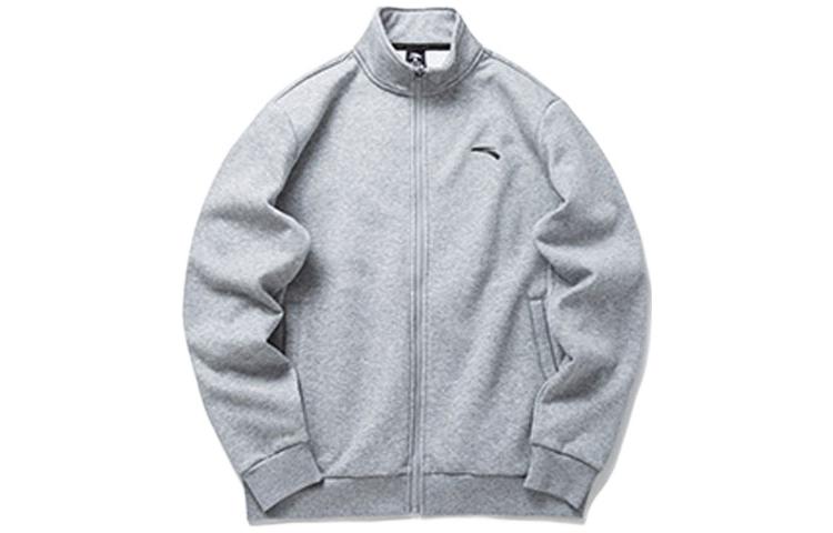 Anta Lifestyle Logo Knit Stand-Collar Long-Sleeve Jacket Men’s Gray 952138738-1