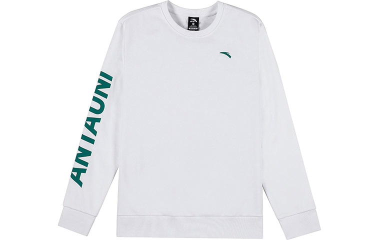 Anta Lifestyle Logo Print Crewneck Oversized Long-Sleeve Sweatshirt White (Men) 952218759-3