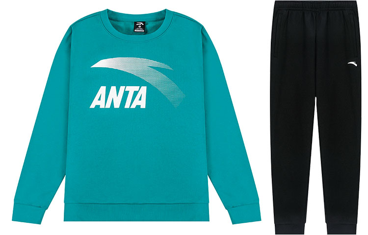 Anta Lifestyle Logo Print Crewneck Sweatshirt and Jogger Pants Set - Men 9522187557