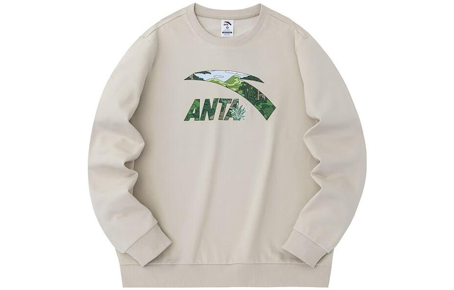 Anta Lifestyle Logo Print Pullover Sweatshirt Unisex Light Smoke Gray 972338723-6