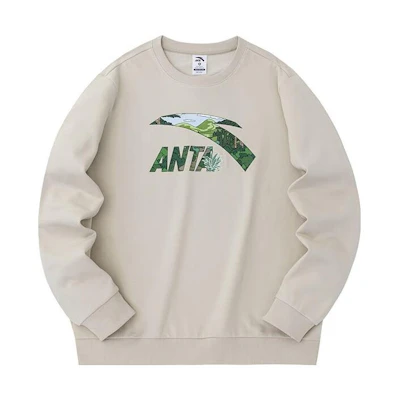 Anta Lifestyle Logo Print Pullover Sweatshirt Unisex Light Smoke Gray 972338723-6