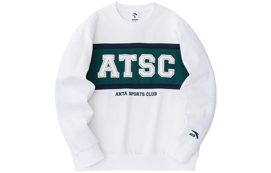 Anta Lifestyle Loose Fit Fleece Pullover Crewneck Sweatshirt Beige 152348706-1