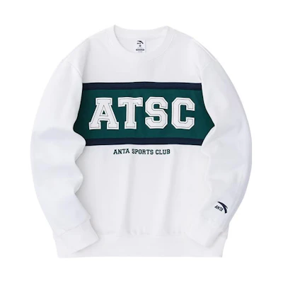Anta Lifestyle Loose Fit Fleece Pullover Crewneck Sweatshirt Beige 152348706-1